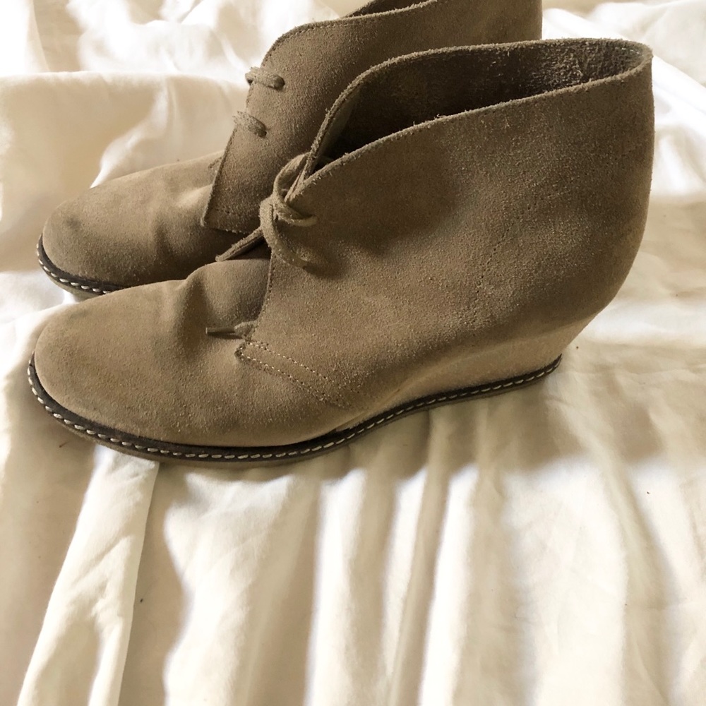 J.Crew MacAlister Tan Suede Wedge Boots - Picture 2 of 7